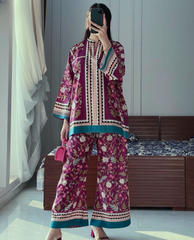 Digital printed cord set Good quality stitching Full suit overlock