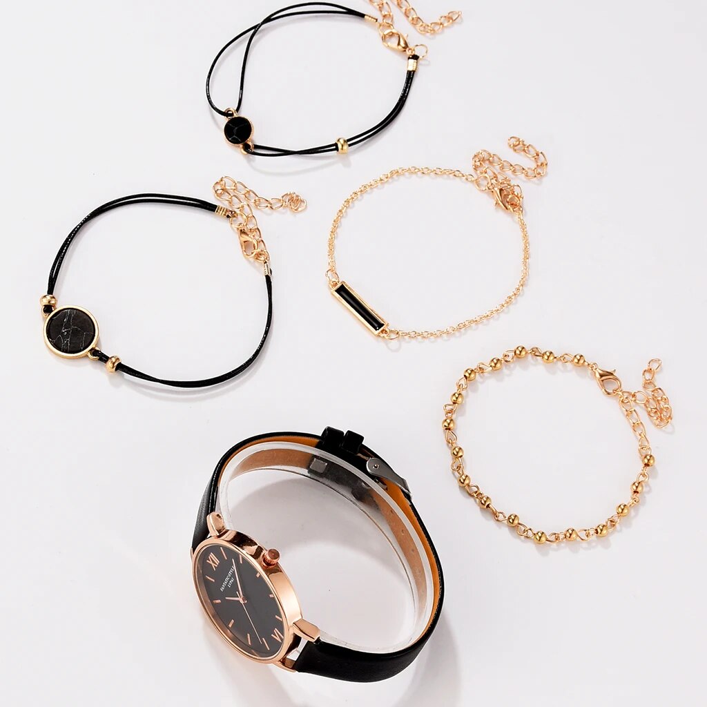 Fashion Simple Watches Women Watch Set Leather Band Quartz Wristwatches Casual Ladies Watches Reloj Mujer Relogio Feminino 2022