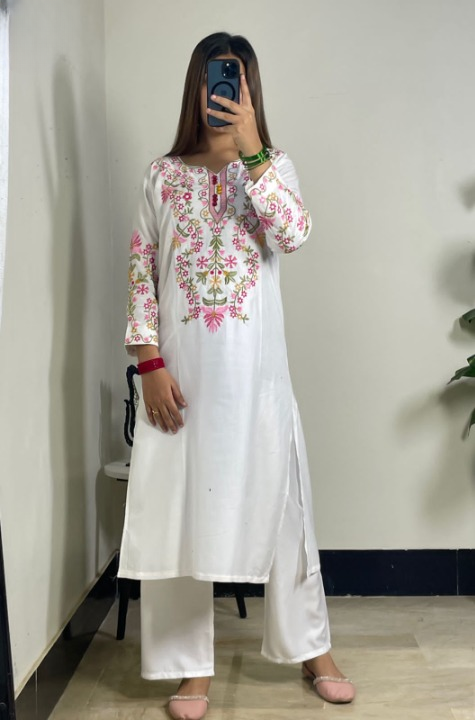 Long Embroidery shirt and flyper 2pc suit