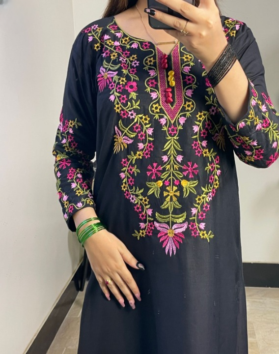 Long Embroidery shirt and flyper 2pc suit