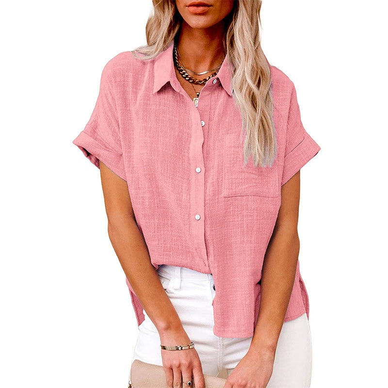 Women Solid Casual Loose Shirts